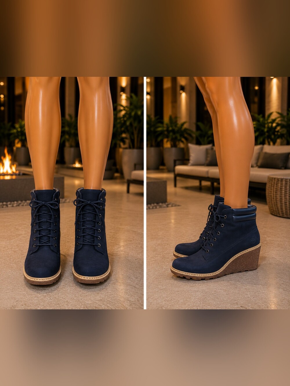 Timberland Women's Navy Lace-Up Ankle Boots - Comfortable Everyday Style